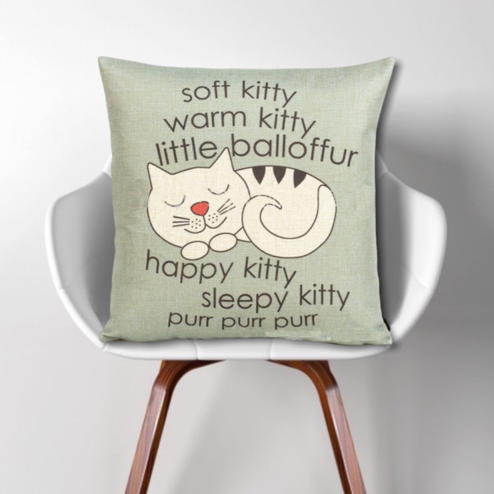 Crazy Cartoon Cat Cushion Cover- Soft Kitty